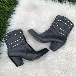 Harley-Davidson Studded Side Zip Leather Motorcycle Boots Heels 39
